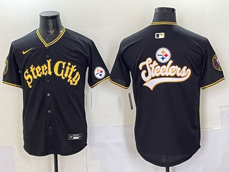 Men 2025 Nike Pittsburgh Steelers Blank Black Limited NFL Jersey style 0054